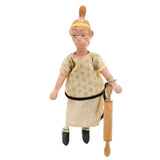 1920’s Schoenhut Maggie And Jiggs Wooden Dolls with Rolling Pin And Corn Beef and Cabbage Pot