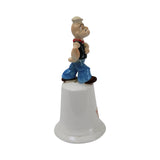 3 - Popeye Porcelain Items - Dinner Bell, Hinged Spinach Container & Rotating Music Box