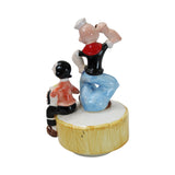 3 - Popeye Porcelain Items - Dinner Bell, Hinged Spinach Container & Rotating Music Box