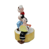 3 - Popeye Porcelain Items - Dinner Bell, Hinged Spinach Container & Rotating Music Box