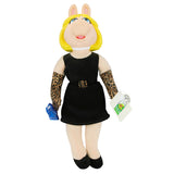 Kermit Collection Miss Piggy With Leopard Gloves & Black Dress