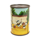 Donald Duck Chocolate Syrup Can, Disney Character Germany Can Bank & Rare Donald Duck Jellies Button