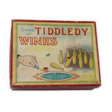 Early 1900's Parker Bros Boxed Game of Tiddledy Winks with Wood Bowling Pins & Instructions