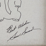Drawing of a Sad Elephant Signed by Sam Snead in Wood Frame