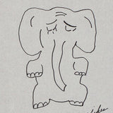 Drawing of a Sad Elephant Signed by Sam Snead in Wood Frame