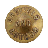 2 - Cleveland & Hendricks, 1 - Democratic Club & 1 - Rare Garfield & Arthur Political Brass Clothing Buttons