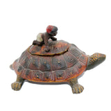 Rare Antique Cast Iron Inkwell Tortoise With Black Child Rider