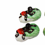 Two Vintage Pair Of Ceramic Black Americana Salt & Pepper Shakers (Black Child On Watermelon)