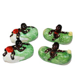 Two Vintage Pair Of Ceramic Black Americana Salt & Pepper Shakers (Black Child On Watermelon)