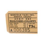 Norfolk Tars Colored Baseball Bleacher Ticket Stub