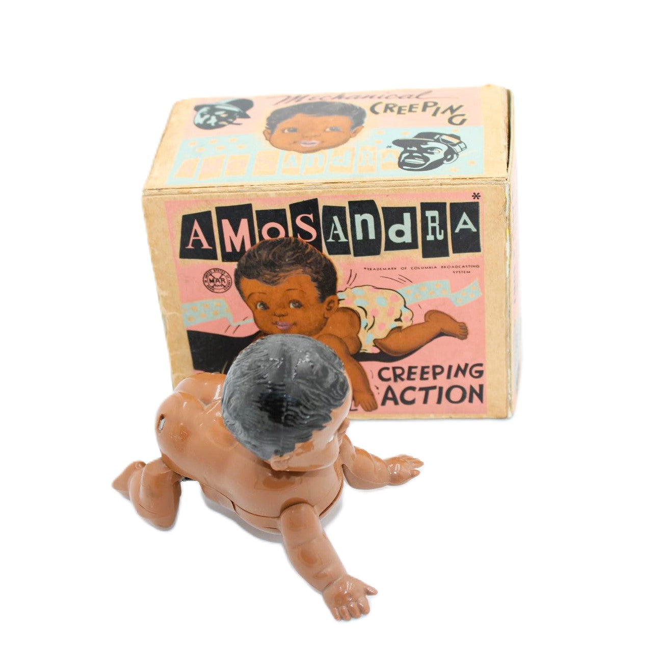 1950's Marx Amos 'n' Andy's Andra Wind-Up Creeping Hard Plastic Baby W