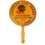 Pre-1950's Chocolate Eyes Drink by Null's Dairy Cardboard Handheld Fan