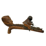 Hand Carved Early 1900's Pipe Featuring Black Man Riding An Alligator