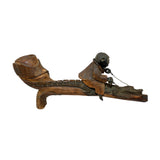 Hand Carved Early 1900's Pipe Featuring Black Man Riding An Alligator