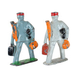 2 - Vintage Barclay USA Painted Lead Railroad Porter Figures