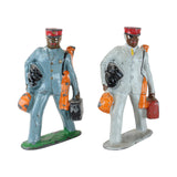 2 - Vintage Barclay USA Painted Lead Railroad Porter Figures