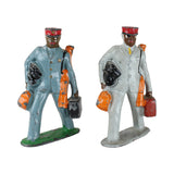 2 - Vintage Barclay USA Painted Lead Railroad Porter Figures