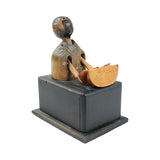 Rare Antique Japanese Meiji Kobe Articulating Wood Melon Eating Figure