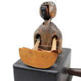Rare Antique Japanese Meiji Kobe Articulating Wood Melon Eating Figure