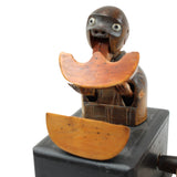 Rare Antique Japanese Meiji Kobe Articulating Wood Melon Eating Figure