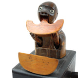 Rare Antique Japanese Meiji Kobe Articulating Wood Melon Eating Figure