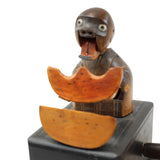 Rare Antique Japanese Meiji Kobe Articulating Wood Melon Eating Figure
