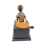 Rare Antique Japanese Meiji Kobe Articulating Wood Melon Eating Figure
