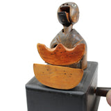 Rare Antique Japanese Meiji Kobe Articulating Wood Melon Eating Figure