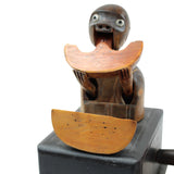Rare Antique Japanese Meiji Kobe Articulating Wood Melon Eating Figure