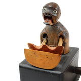 Rare Antique Japanese Meiji Kobe Articulating Wood Melon Eating Figure