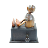 Rare Antique Japanese Meiji Kobe Articulating Wood Melon Eating Figure