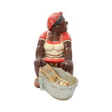 Large Vintage Chalkware Figure of Mammy with Soapy Washtub & Washboard