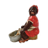 Large Vintage Chalkware Figure of Mammy with Soapy Washtub & Washboard