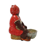 Large Vintage Chalkware Figure of Mammy with Soapy Washtub & Washboard