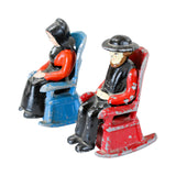Cast Iron Amish Couple in Rocking Chair Salt & Pepper Shakers