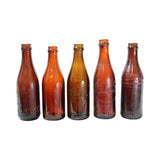 5-Rare Amber Coca-Cola Bottles With Vintage Metal Bottle Carrier