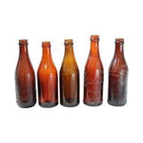 5-Rare Amber Coca-Cola Bottles With Vintage Metal Bottle Carrier