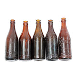 5-Rare Amber Coca-Cola Bottles With Vintage Metal Bottle Carrier