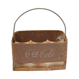 5-Rare Amber Coca-Cola Bottles With Vintage Metal Bottle Carrier