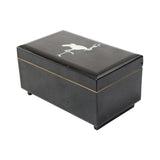 Vintage Stork Club Black Lacquer Music Box with Mirror & Storage Compartment