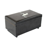 Vintage Stork Club Black Lacquer Music Box with Mirror & Storage Compartment