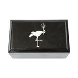 Vintage Stork Club Black Lacquer Music Box with Mirror & Storage Compartment
