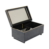 Vintage Stork Club Black Lacquer Music Box with Mirror & Storage Compartment