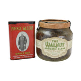 Glass Jar of John Middleton "Walnut Aromatic Blend" of Tobacco & Old Tin of Prince Albert Tobacco