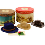 Two 1950's Stetson Display Tins with Miniature Hat Samples