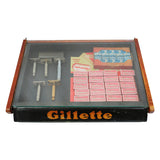 Vintage Gillette Razor & Razor Blade Counter Display Case With 6 Razors And Blade Refills