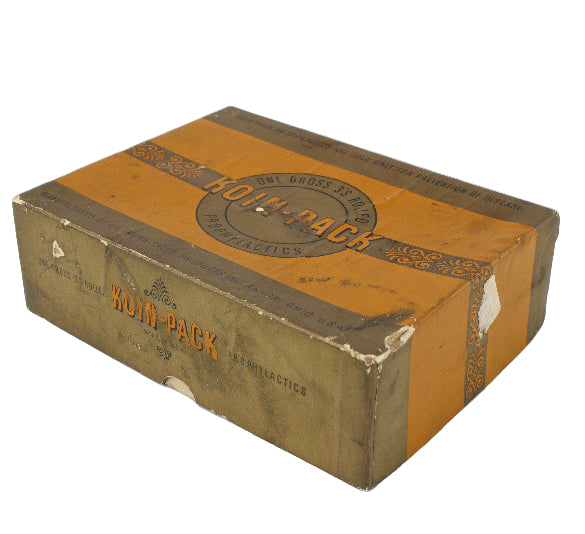 Vintage cardboard box with 'Roll Pack' branding on a white background