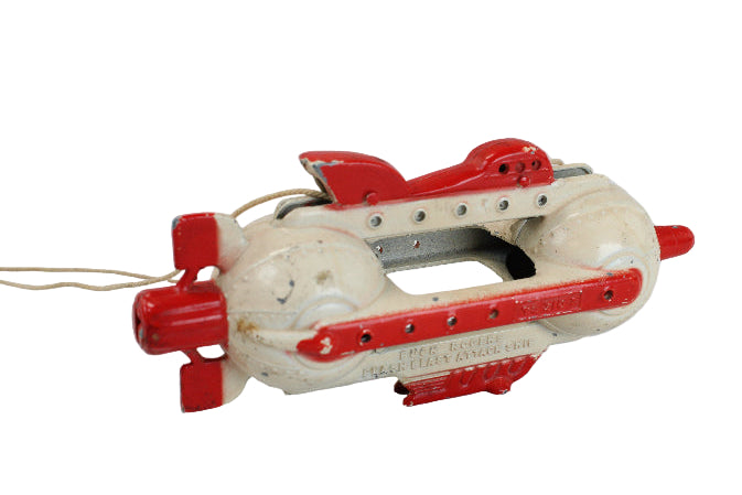 Toy space ship model on a white background