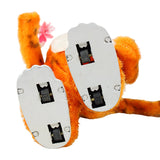 Plush tiger toy with electronic components on a white background