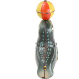 Vintage-style fishing lure with a detailed body and colorful bobber on a white background